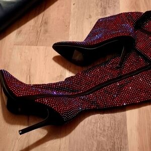NWOT Thigh High Rhinestone Boots size 9